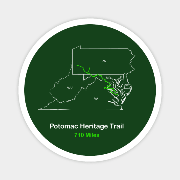 Potomac Heritage Trails, National Scenic Trail Route Map Magnet by numpdog